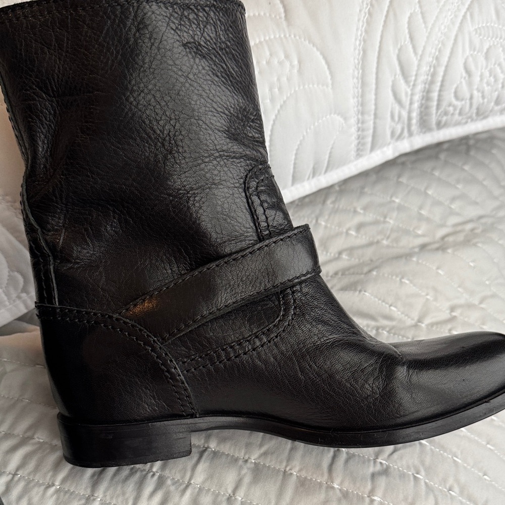Prada Black Moto Boots with Buckle Accents - Picture 4 of 10